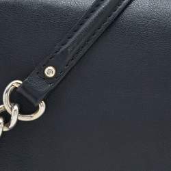 Pre Owned Carolina Herrera Black Leather Flap Crossbody Bag