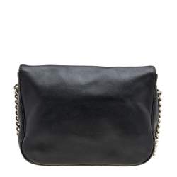 Pre Owned Carolina Herrera Black Leather Flap Crossbody Bag