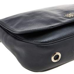 Pre Owned Carolina Herrera Black Leather Flap Crossbody Bag