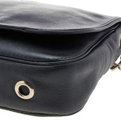Pre Owned Carolina Herrera Black Leather Flap Crossbody Bag
