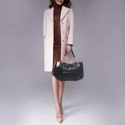 Pre Owned CH Carolina Herrera Black Monogram Leather Chain Hobo