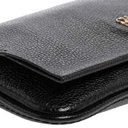 Pre Owned Carolina Herrera Black Leather Flap Chain Shoulder Bag