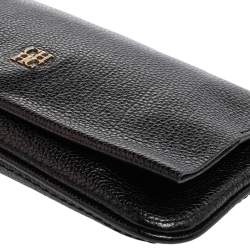 Pre Owned Carolina Herrera Black Leather Flap Chain Shoulder Bag