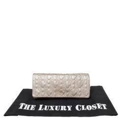 Pre Owned Carolina Herrera Grey Monogram Leather Flap Clutch