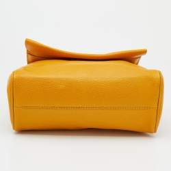 Pre Owned Carolina Herrera Yellow Leather Minuetto Flap Top Handle Bag