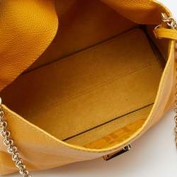 Pre Owned Carolina Herrera Yellow Leather Minuetto Flap Top Handle Bag