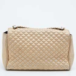 Pre Owned CH Carolina Herrera Metallic Gold Quilted Leather Flap Chain Shoulder Bag