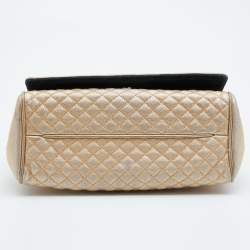 Pre Owned CH Carolina Herrera Metallic Gold Quilted Leather Flap Chain Shoulder Bag