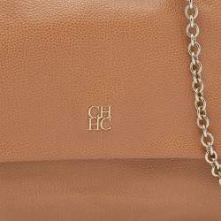 Pre Owned CH Carolina Herrera Brown Leather Minuetto Top Handle Bag