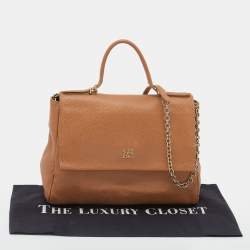 Pre Owned CH Carolina Herrera Brown Leather Minuetto Top Handle Bag