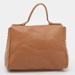 Pre Owned CH Carolina Herrera Brown Leather Minuetto Top Handle Bag