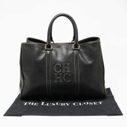 Carolina Herrera Black Leather Large Matteo Tote