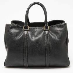 Carolina Herrera Black Leather Large Matteo Tote