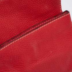 Pre Owned Carolina Herrera Red Leather Flap Shoulder Bag