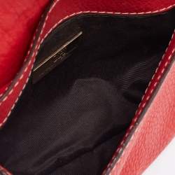 Pre Owned Carolina Herrera Red Leather Flap Shoulder Bag