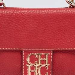 Pre Owned Carolina Herrera Red Leather Flap Shoulder Bag