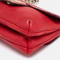 Pre Owned Carolina Herrera Red Leather Flap Shoulder Bag