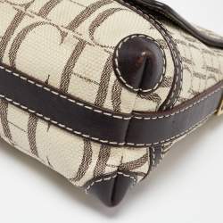 Pre Owned Carolina Herrera Brown/Beige Monogram Canvas and Leather Shoulder Bag