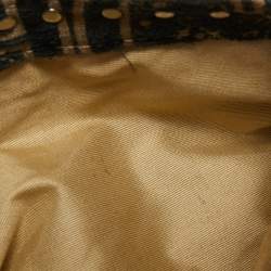 Pre Owned CH Carolina Herrera Black/Beige Embroidered Canvas Monogram Baguette Bag