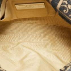 Pre Owned CH Carolina Herrera Black/Beige Embroidered Canvas Monogram Baguette Bag