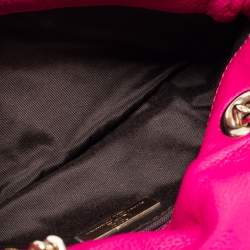 Pre Owned Carolina Herrera Fuchsia Monogram Leather Audrey Shoulder Bag