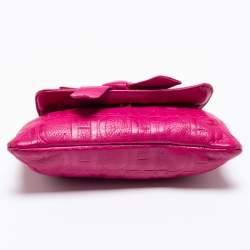 Pre Owned Carolina Herrera Fuchsia Monogram Leather Audrey Shoulder Bag