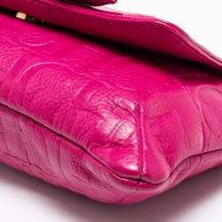 Pre Owned Carolina Herrera Fuchsia Monogram Leather Audrey Shoulder Bag