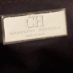 Pre Owned CH Caroline Herrera Gold Leather Bow Clutch