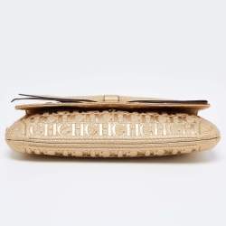 Pre Owned CH Caroline Herrera Gold Leather Bow Clutch