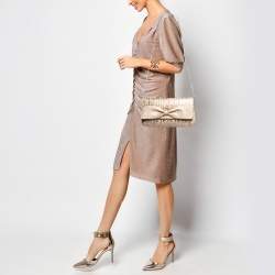 Pre Owned CH Caroline Herrera Gold Leather Bow Clutch