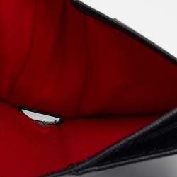 Pre Owned Carolina Herrera Black Monogram Embossed Leather French Compact Wallet