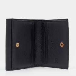 Pre Owned Carolina Herrera Black Monogram Embossed Leather French Compact Wallet