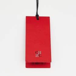 Pre Owned CH Carolina Herrera Black Embossed Leather Duchess Tote