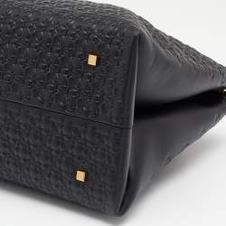 Pre Owned CH Carolina Herrera Black Embossed Leather Duchess Tote