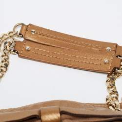 Pre Owned CH Carolina Herrera Gold Monogram Embossed Leather Audrey Tote