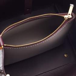 Pre Owned Carolina Herrera Burgundy Monogram Embossed Leather Small Matryoshka Locked Tote