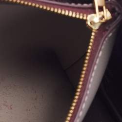 Pre Owned Carolina Herrera Burgundy Monogram Embossed Leather Small Matryoshka Locked Tote