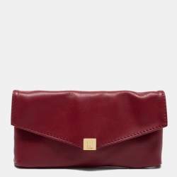 Carolina Herrera Red Leather Envelope Clutch