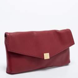Carolina Herrera Red Leather Envelope Clutch