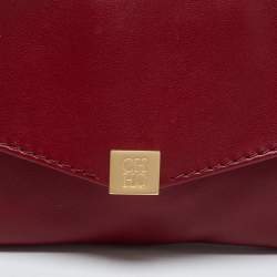 Carolina Herrera Red Leather Envelope Clutch