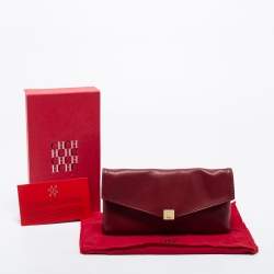 Carolina Herrera Red Leather Envelope Clutch