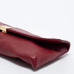 Carolina Herrera Red Leather Envelope Clutch