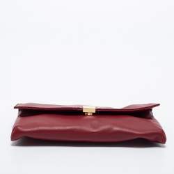 Carolina Herrera Red Leather Envelope Clutch