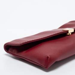 Carolina Herrera Red Leather Envelope Clutch