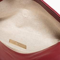 Carolina Herrera Red Leather Envelope Clutch
