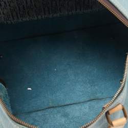 Pre Owned CH Carolina Herrera Blue Monogram Leather Andy Boston Bag