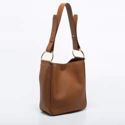 Pre Owned CH Carolina Herrera Brown Leather Insignia Shoulder Bag