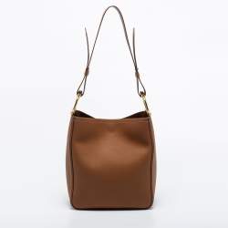 Pre Owned CH Carolina Herrera Brown Leather Insignia Shoulder Bag