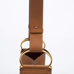 Pre Owned CH Carolina Herrera Brown Leather Insignia Shoulder Bag