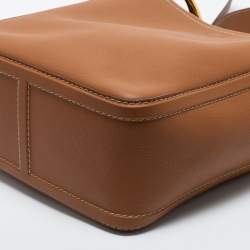 Pre Owned CH Carolina Herrera Brown Leather Insignia Shoulder Bag